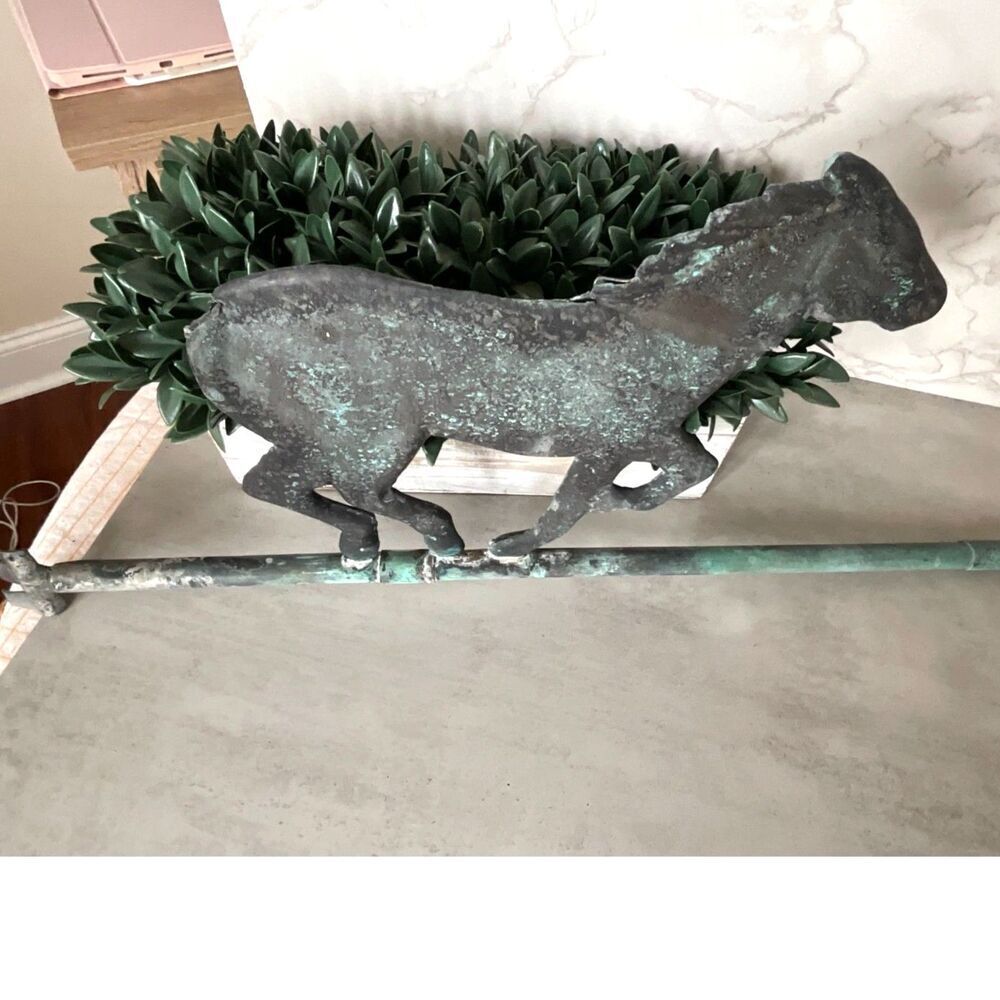 Incredible antique horse weather vane topper copper? salvage piece